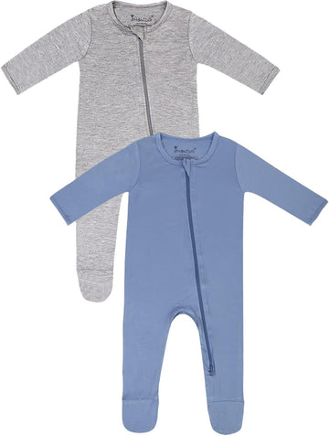 Bamboo Baby Pajamas,Unisex Boys Girls One-Piece Footies,Long Sleeve Sleepers Way Zip closure Romper