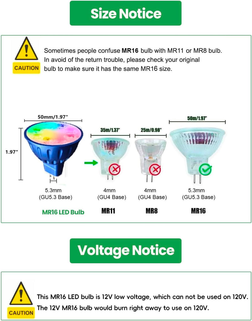 MR 16 LED Bulbs for Landscape Lighting, 5W RGBW MR16 Bulb 3-Pack