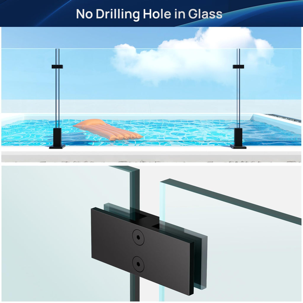 4 Pack Glass to Glass Clamp Frameless 180° Glass Railing Clamp