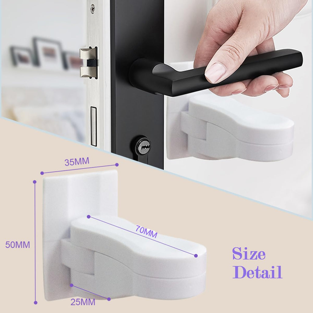Child Proof Door Lever Locks (6 Pack) Baby Proofing Door Handle Locks with Adhesives, No Drilling Child Safety Door