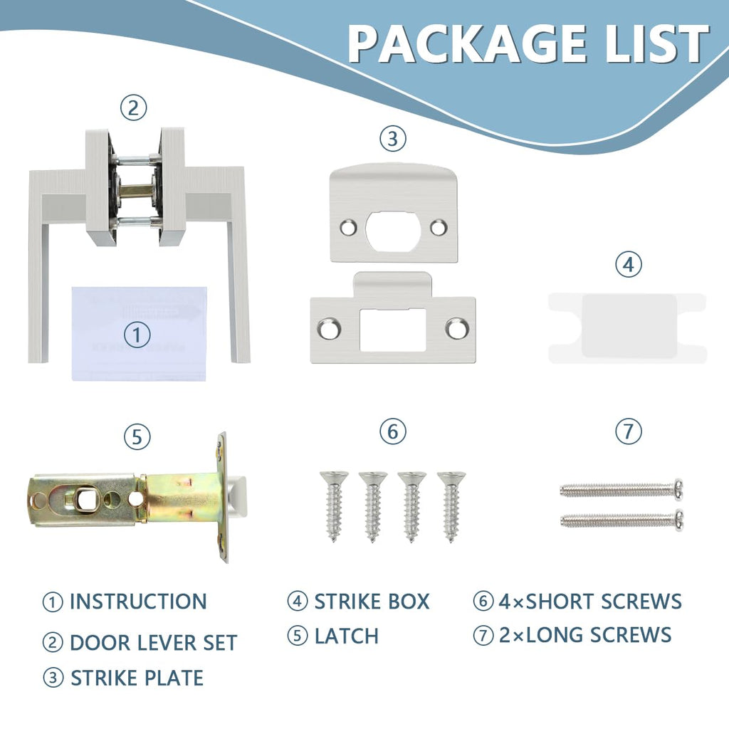 5 Pack Satin Nickel Privacy Interior Door Levers