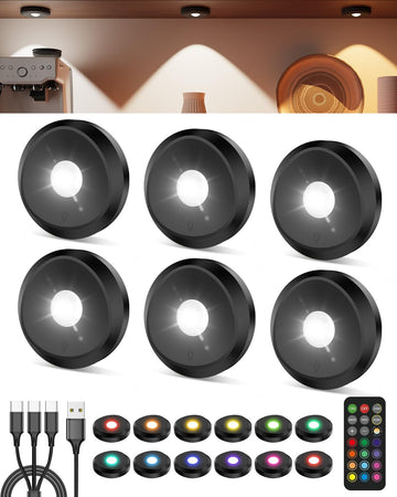 Rechargeable Puck Lights with Remote, Magnetic Shelf Light