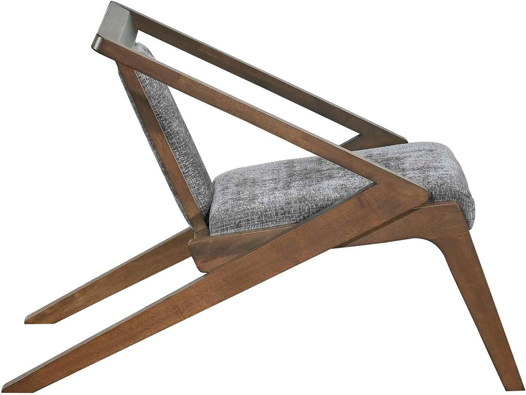 Mid-Century Modern Lounge Chair, Upholstered Velvet Living Room Reading Armchair with Solid Wood Frame, Steel-Grey