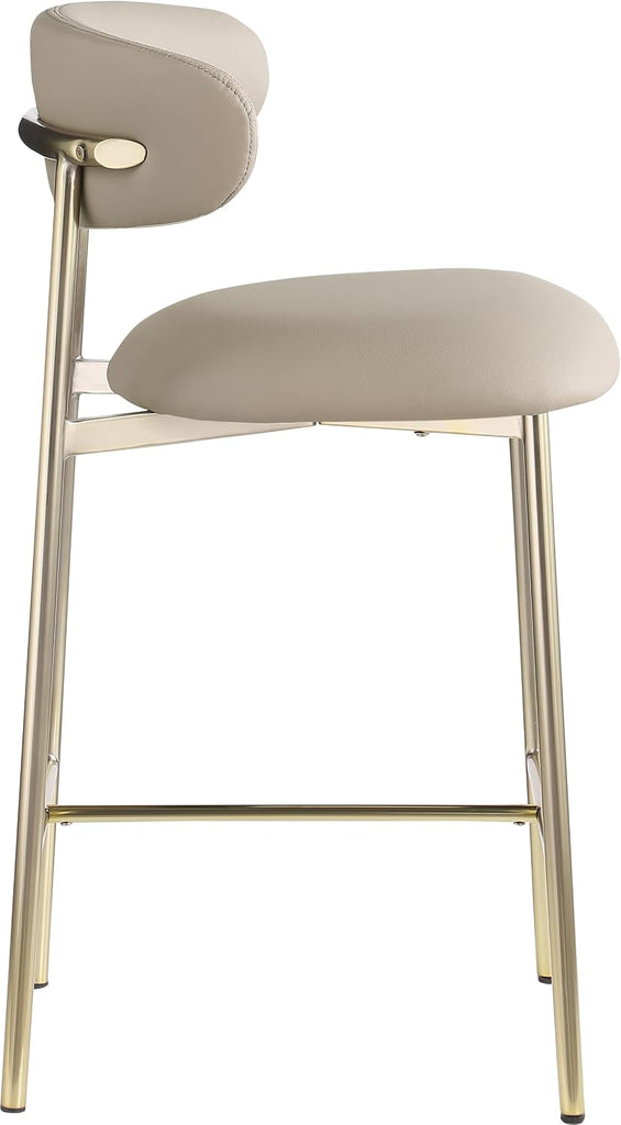 995Taupe-C Lupita Collection Modern | Contemporary Counter Stool with Soft Taupe Vegan Leather, Brushed Gold Metal
