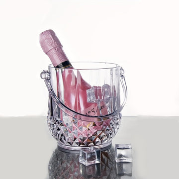 1150ml Acrylic ice Bucket,Crystal binaural Small ice Bucket, Clear Beverage Cocktail bar with Handle for KTV Bar