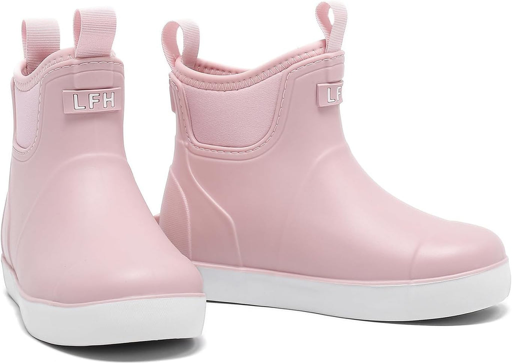 Kids Deck Boots,Waterproof Ankle Rain Boots for Boys and Girls Rubber Boots