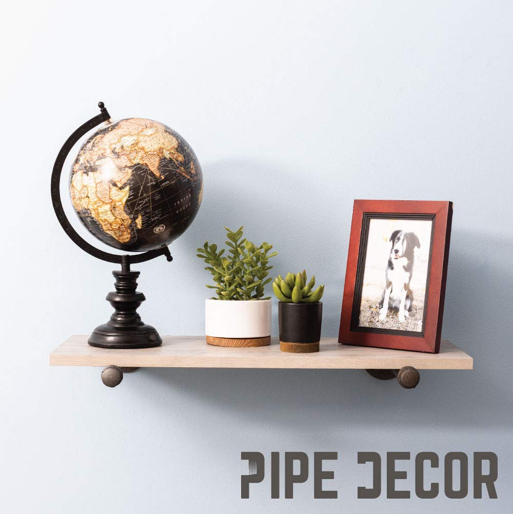 Industrial Shelf Brackets - Set of Two, Industrial Steel Grey Iron Fittings, Flanges and Pipes for Custom Floating