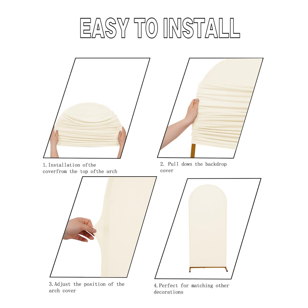 7.2FT Wedding Arch Cover, Beige Arch Backdrop Cover Stretchy Spandex Backdrop Stand Covers for Birthday Party Ceremony