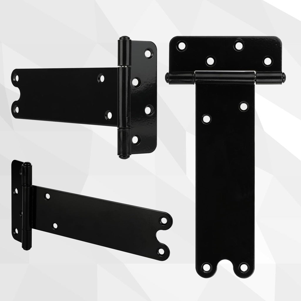 8 in T-Strap Shed Door Hinges, 6 Pack Heavy Duty Tee Hinge, 300 Lbs Capacity