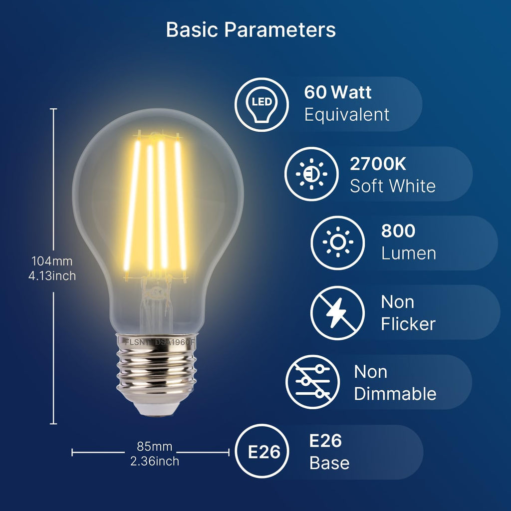 Dusk to Dawn Outdoor Sensor A19 LED Edison Bulbs,7W (60W Eqv.), 800LM,Vintage Filament E26 Base, Auto On/Off