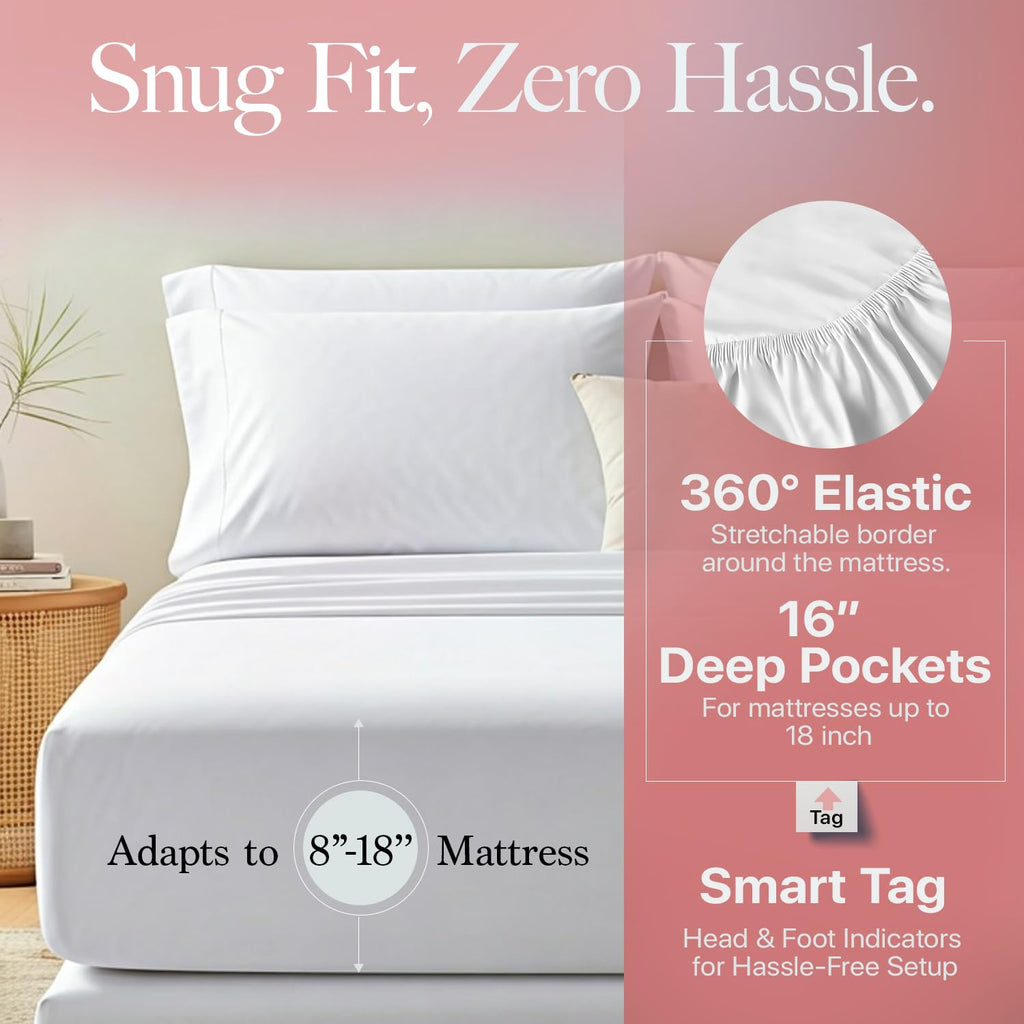 Organic Cotton Sheets Queen Size Percale Sheet, White