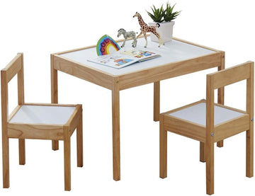 3 Piece Kids Wooden Table and Chairs Set - Dry Erase Top