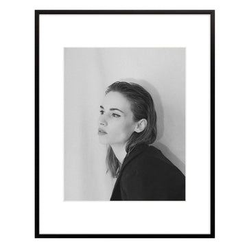 11x14 Black Aluminum Frame with White Mat, Real Glass