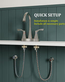 Brushed Nickel Bathroom Faucet 3 Hole, Evolvegoods 4 Inch Stainless Steel Bathroom Sink Faucet