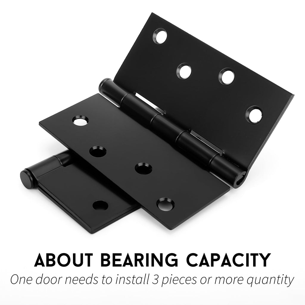 Door Hinges Door Hinge 4 Inch 6 Pack Black with Square Corners