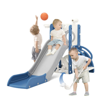 7 in 1 Toddler Slide for Toddlers Aged 1-3 Indoor Playset, Blue
