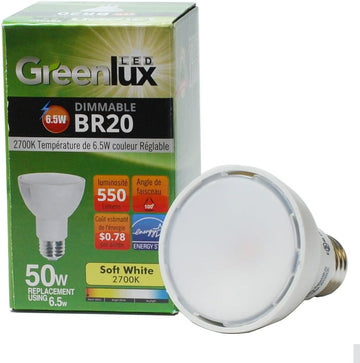 4 Pack LED 6.5w Dimmable BR20 Soft White Light Bulb - 50w Equiv.