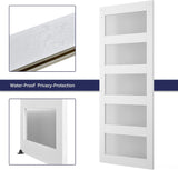 32in x 84in 5-Panel Sliding Glass Barn Door with 6ft Hardware Kit Included, Easy Assembly with Pre-D