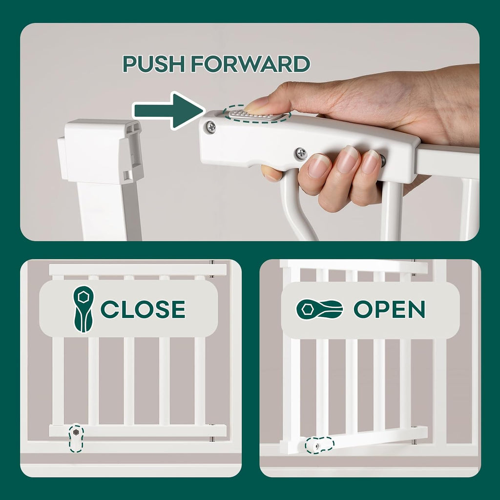 53in Extra Tall Cat Gate for Doorway, 29.5-40.6in Auto Close Pet Gate-White