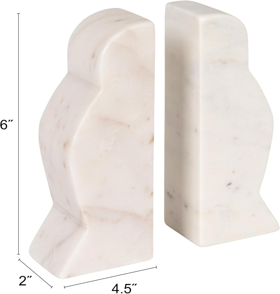 Decorative Marble Wave Bookends, Mottled White