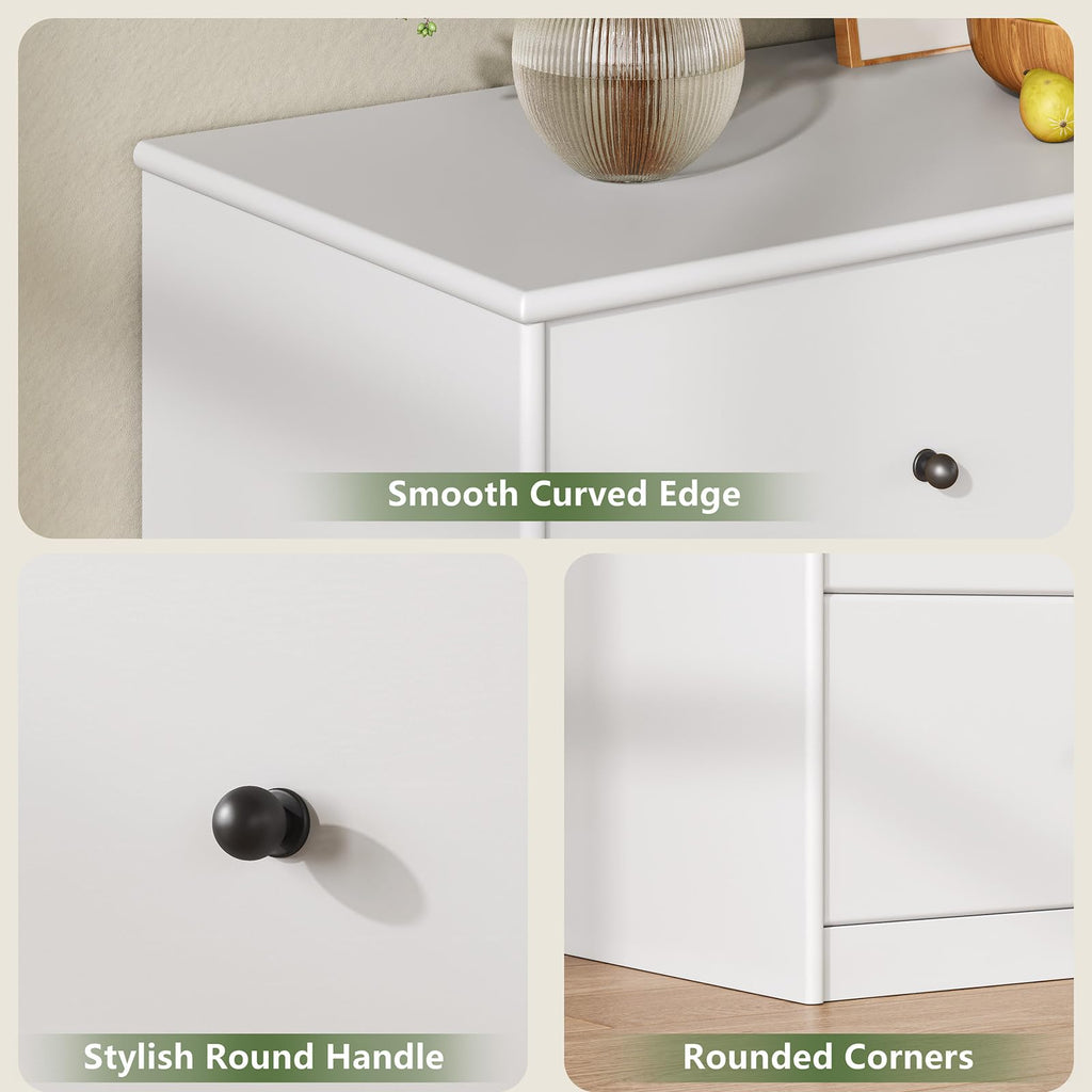 6 Drawer, 47.2" Wide, White