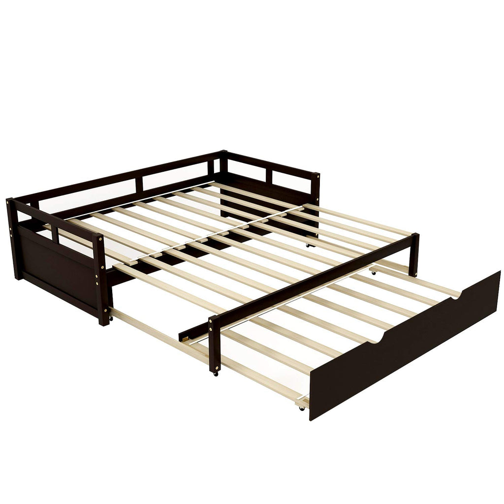Extending Daybed with Trundle, Twin Size Trundle Daybed Solid Wood, Roll Out Trundle Accommodate Twin Size