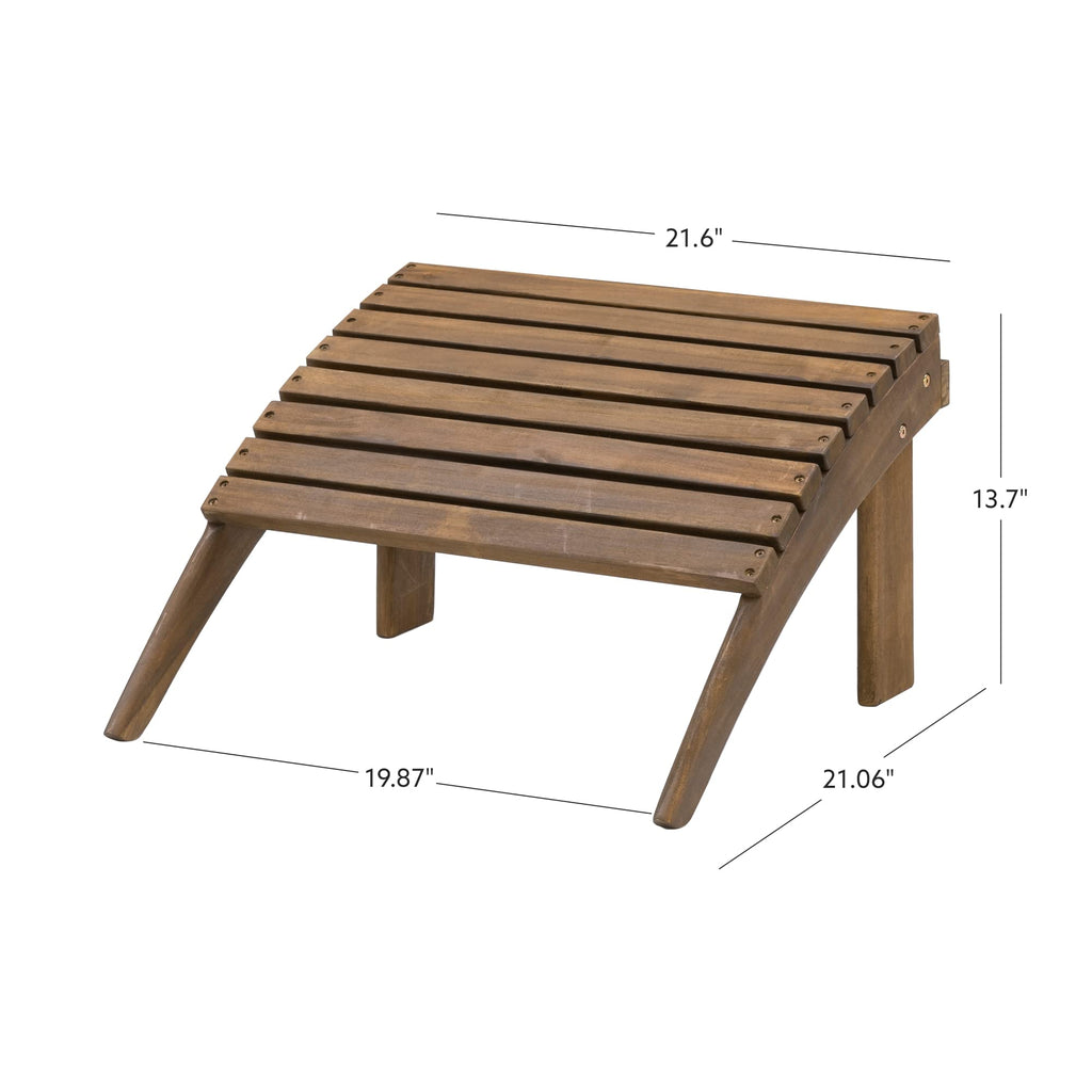 Dcor Adirondack Woodstock Ottoman, Teak Stain, Acorn, 21.6"W x 21.06"D x 13.7"H