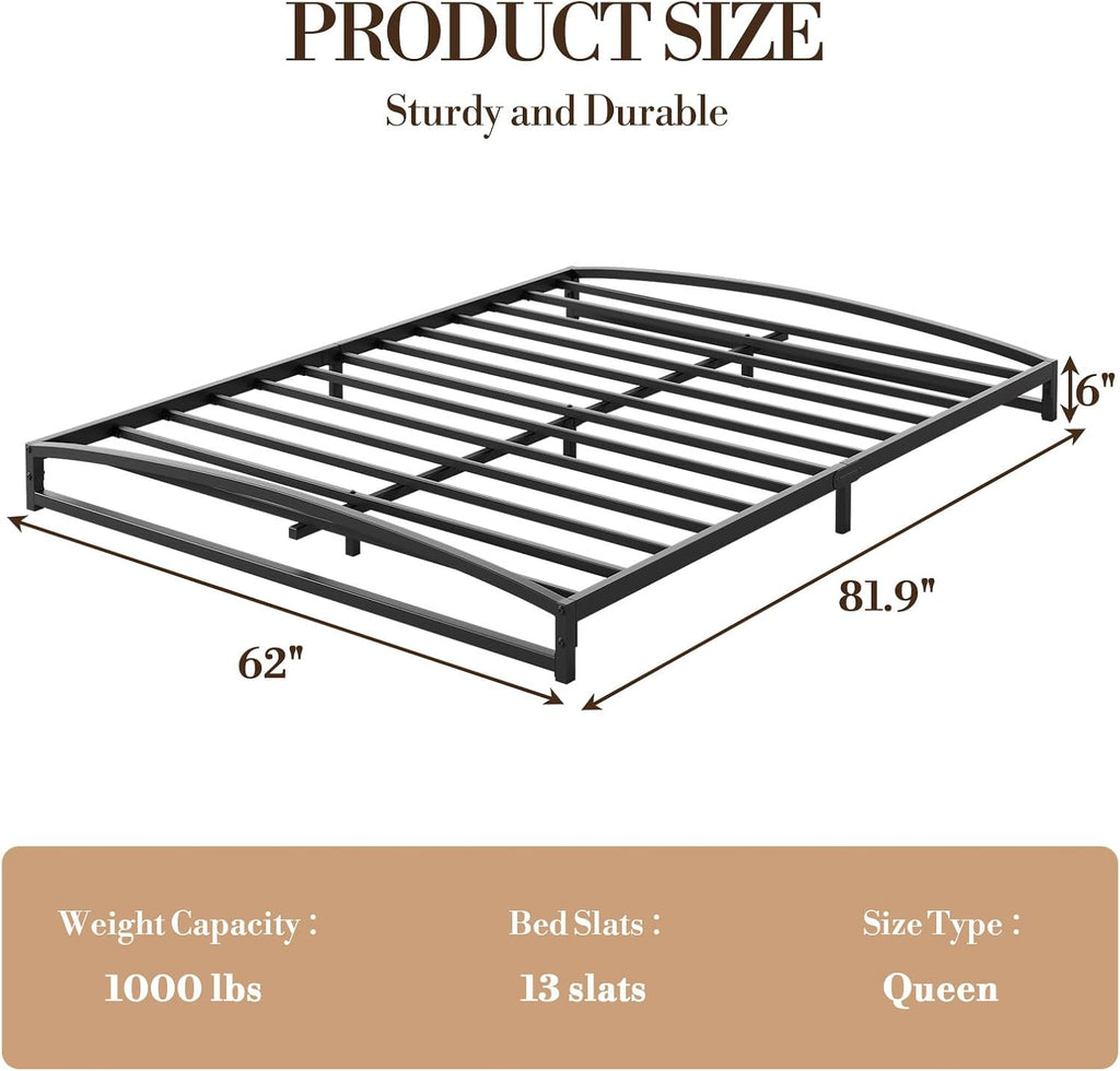 Low Bed Frame Queen Size - Black
