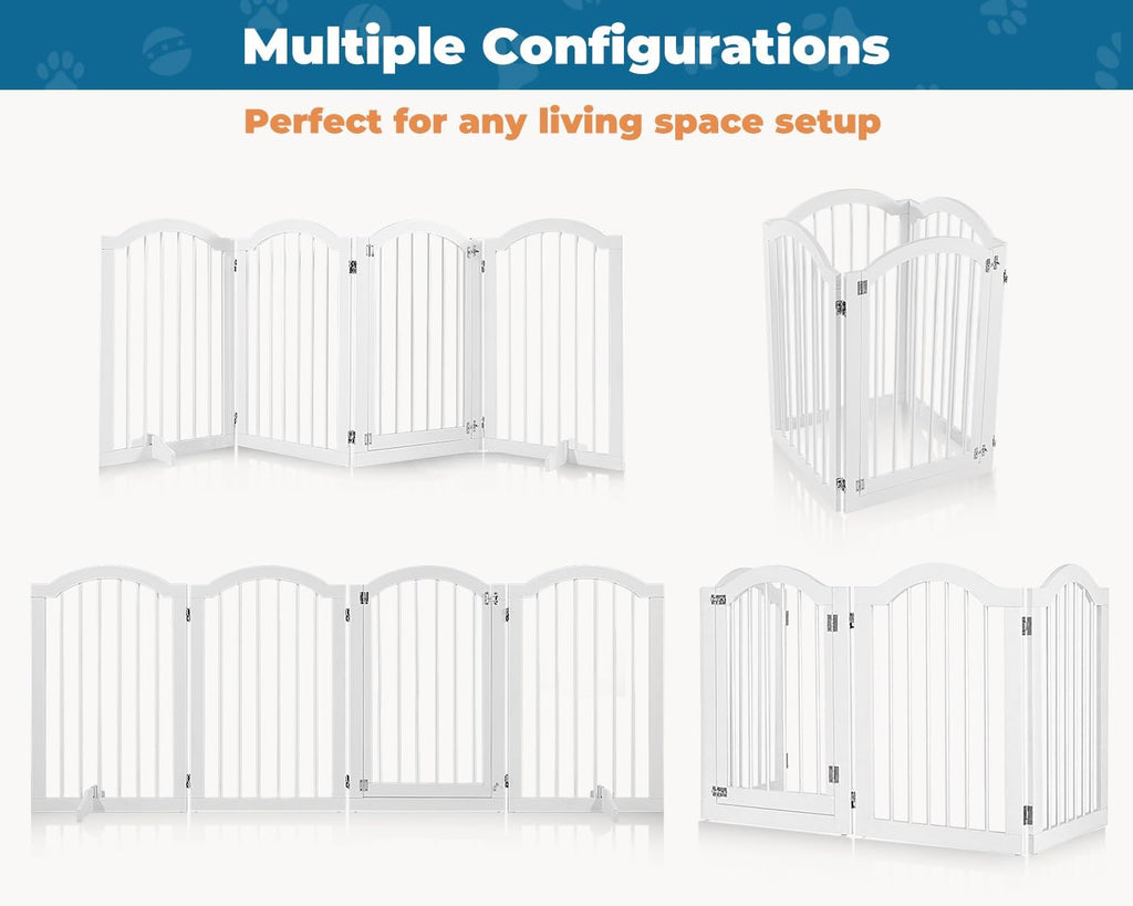 96" Wide 30" Tall Dog Gate 4-Panel Freestanding Pet Gates Indoor