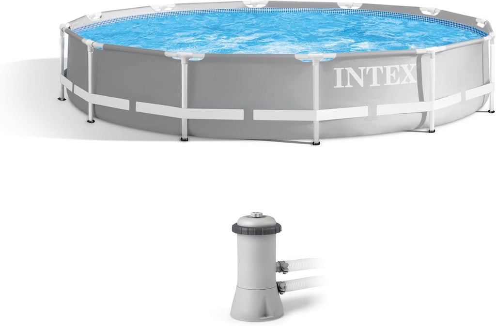 Prism Frame 12ft x 30in Round Above Ground Swimming Pool Set Bundle | 26711EH - 530 GPH Cartridge Filter Pump and