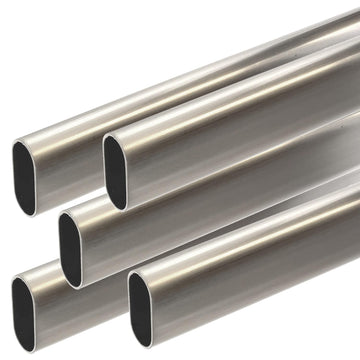 36" Satin Nickel Oval Closet Rod | Heavy Duty Wardrobe Clothes Pole | 5 Pack