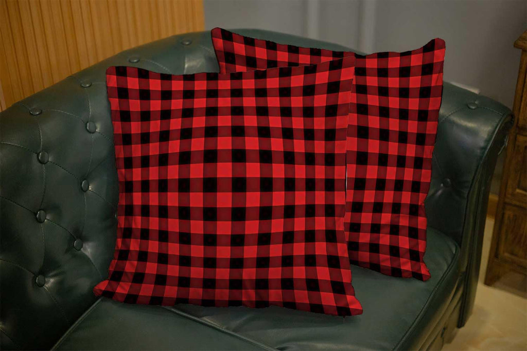Red Black Buffalo Tartan Plaid Pillow Covers 24x24 Set of 2