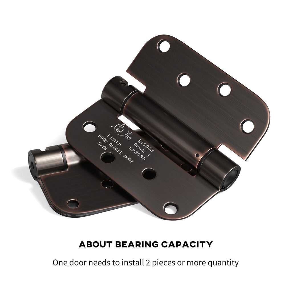 2 Pack Oil Rubbed Bronze Spring Hinges 4in 5/8" Radius Corners