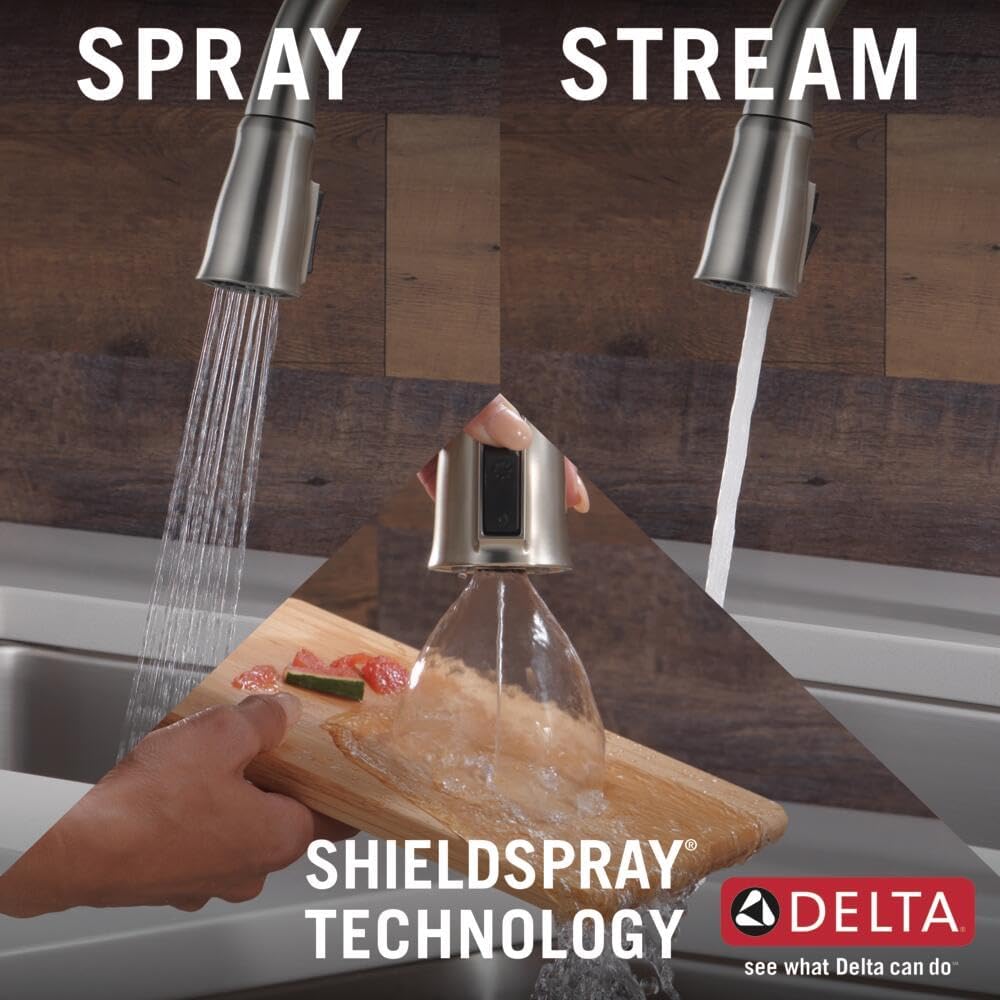 Ophelia Brushed Nickel Kitchen Faucet with Pull Down Sprayer, Modern Single Hole Kitchen Sink Faucet, Single Handle