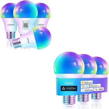Matter Smart Light Bulbs 4 Pack Bundle with 3 Pack, Work with Apple Home, Siri, Alexa, Google Home, SmartThings