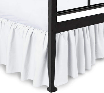 Ruffled Bed Skirt, White, Queen 18 Inch Drop