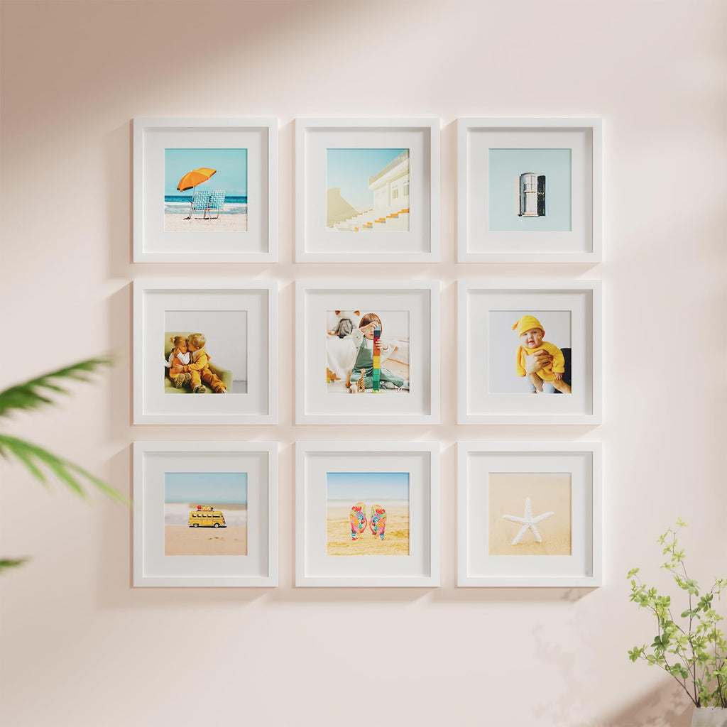 12x12 Picture Frame, Matted for 8x8 Photos, White