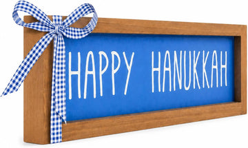 Happy Hanukkah Sign, Wooden Chanukah Decorations, Jewish Holiday Indoor Wall Table Centerpiece Shelf Decor