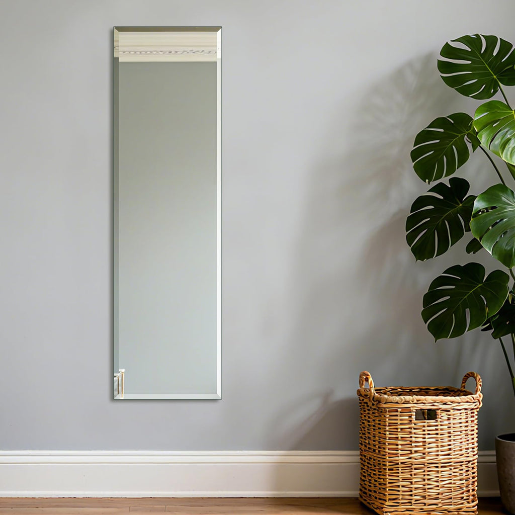 Frameless Full Length Mirror for Wall, 48x14 Inch Bathroom Vanity Mirror