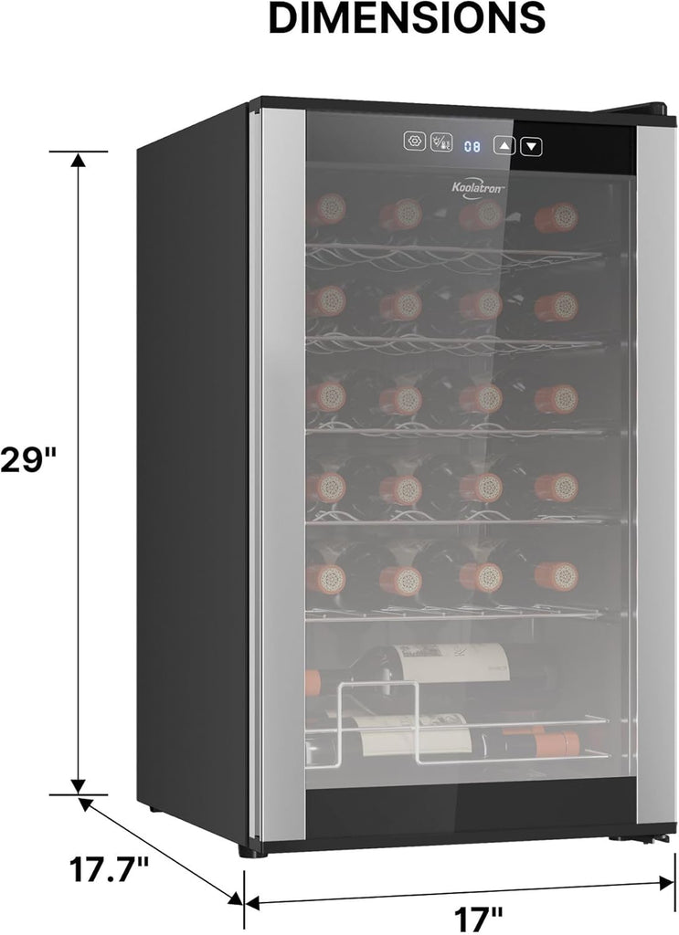 24 Bottle Wine Cooler Black Compressor Wine Fridge | 2.4 cu ft (68 L) Freestandi