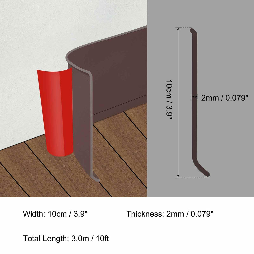10ft x 4" Baseboard Trim Peel and Stick Wall Flexible Molding Trims, Self Adhesive PVC Cove Base Baseboards for Walls