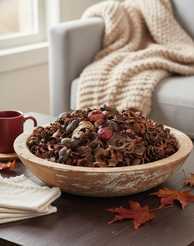 Natural Dried Potpourri Bag Decorative Bowl & Vase Filler CenterpiecesMade with Seed Pods, Pine Cone Pieces, Mahogany