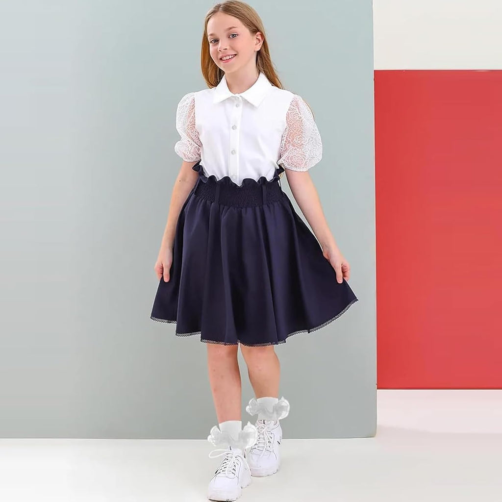 Double Lace Turn Cuff Frilly Church Dress Socks