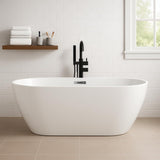 67 Inch Acrylic Freestanding Bathtub, Deep Soaking Tub with Non-Slip Base, CUPC Certified Free Standing Tub, Chrome