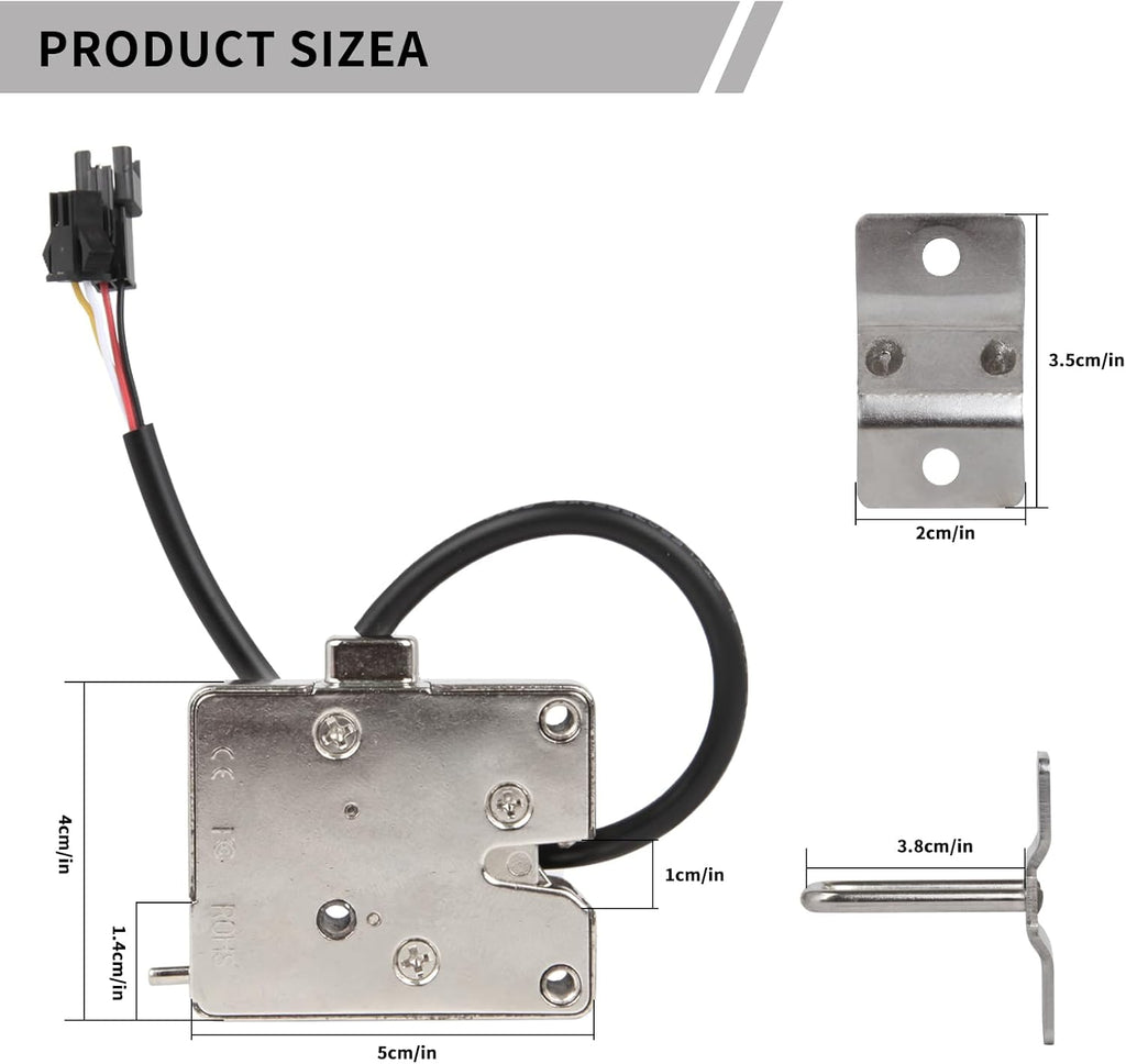 Sutertech 12V Electric Rotary Latch, 330lbs Holding Force Electromagnetic Solenoid Lock, Heavy Duty Carbon Steel