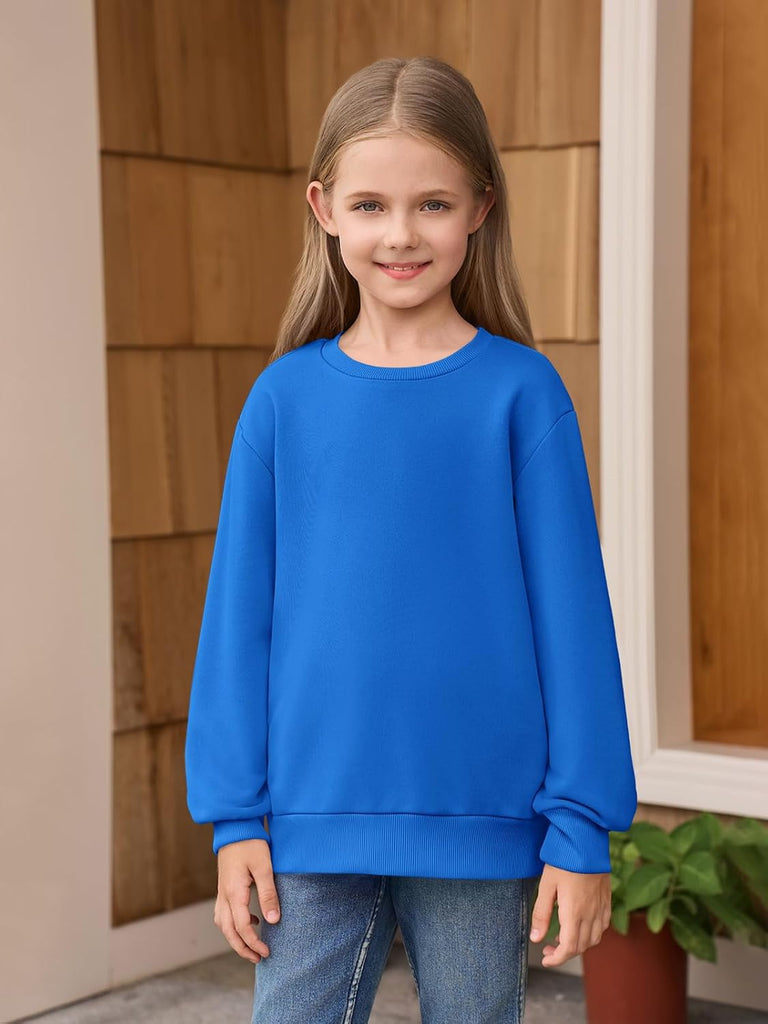 Girls Long Sleeve Sweatshirts Kid Crewneck Loose Fit Pullover