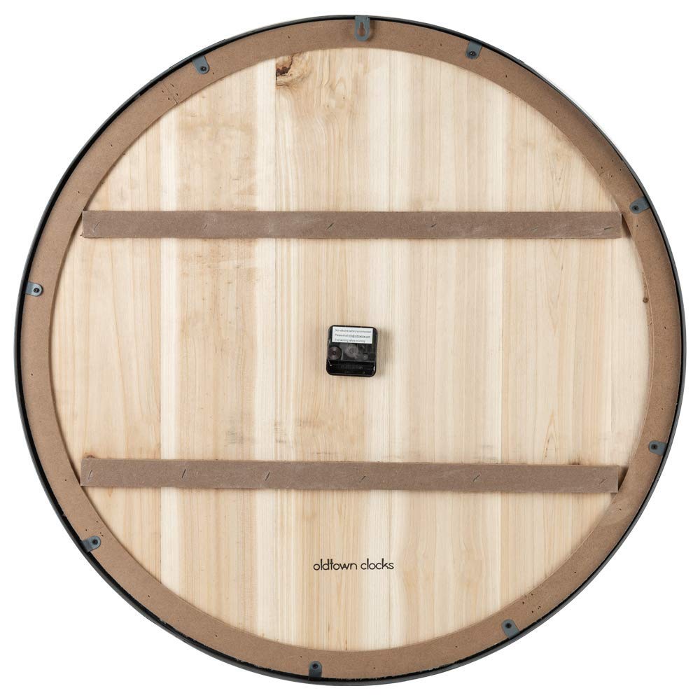 Farmhouse Metal & Solid Wood Noiseless Wall Clock (Whitewash, 36-inch)