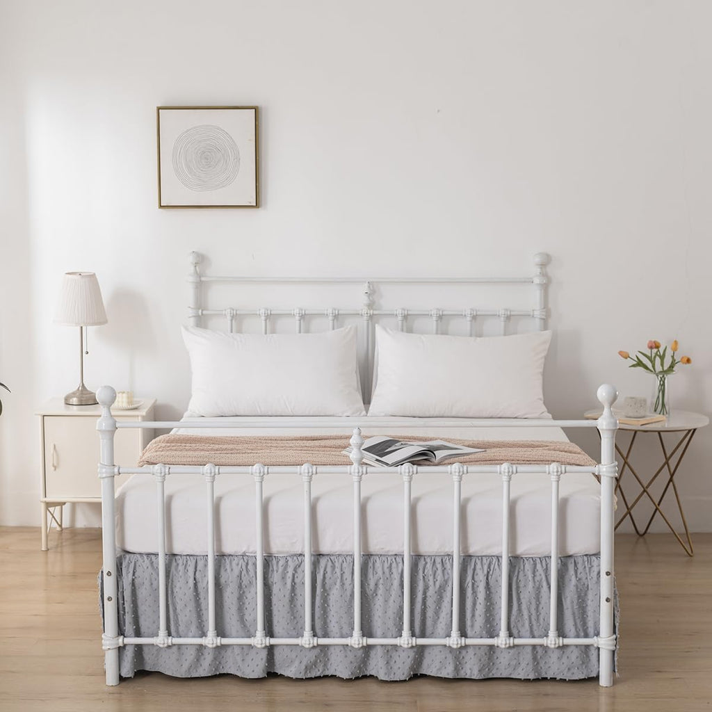 Tufted Dot Bed Skirt King Size - Ruffled Bed Skirt with Split Corners