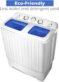 Portable Mini Compact Twin Tub Washing Machine 20lbs Washer Spain Spinner Portable Washing Machine, Blue+ White