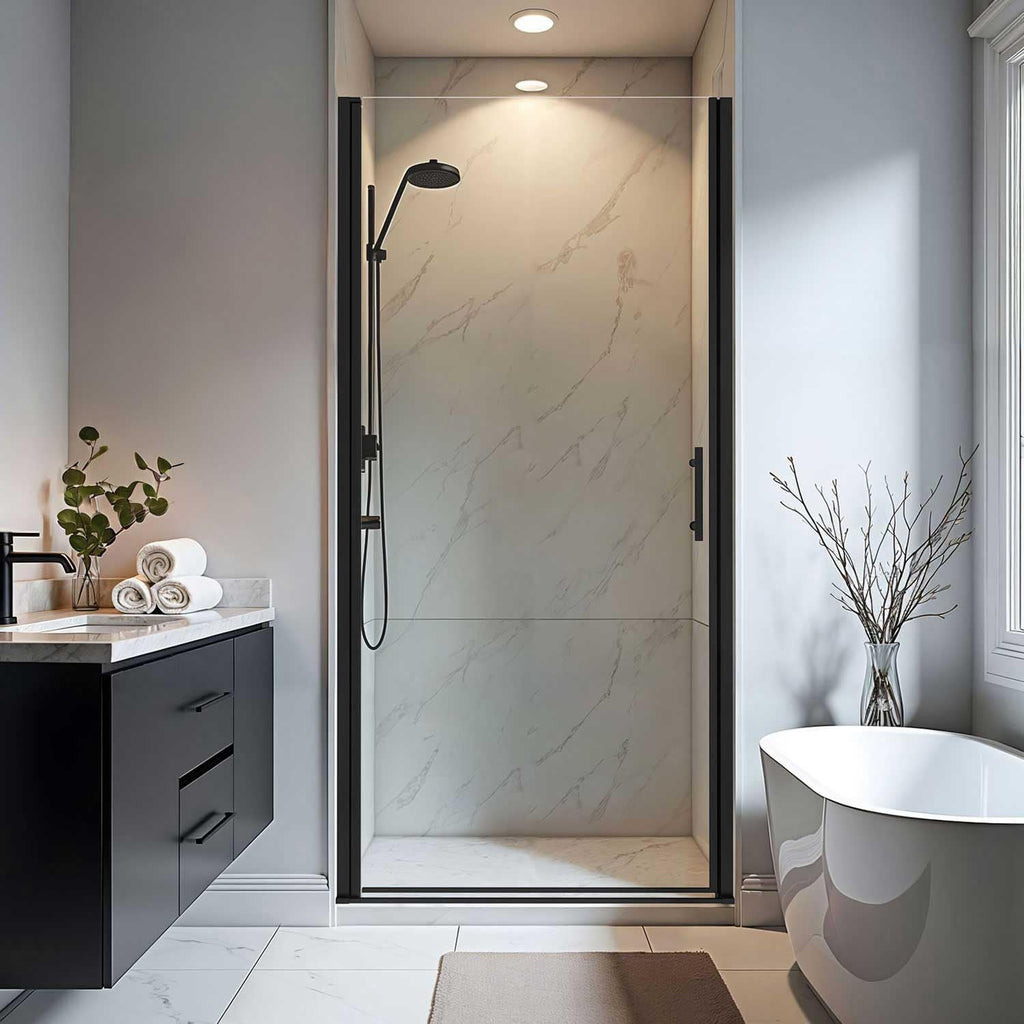 Pivot Shower Door 32-33.2" W x 72" H, Frameless Pivot Shower Door, 1/4"(6mm) SGCC Tempered Glass Shower Door